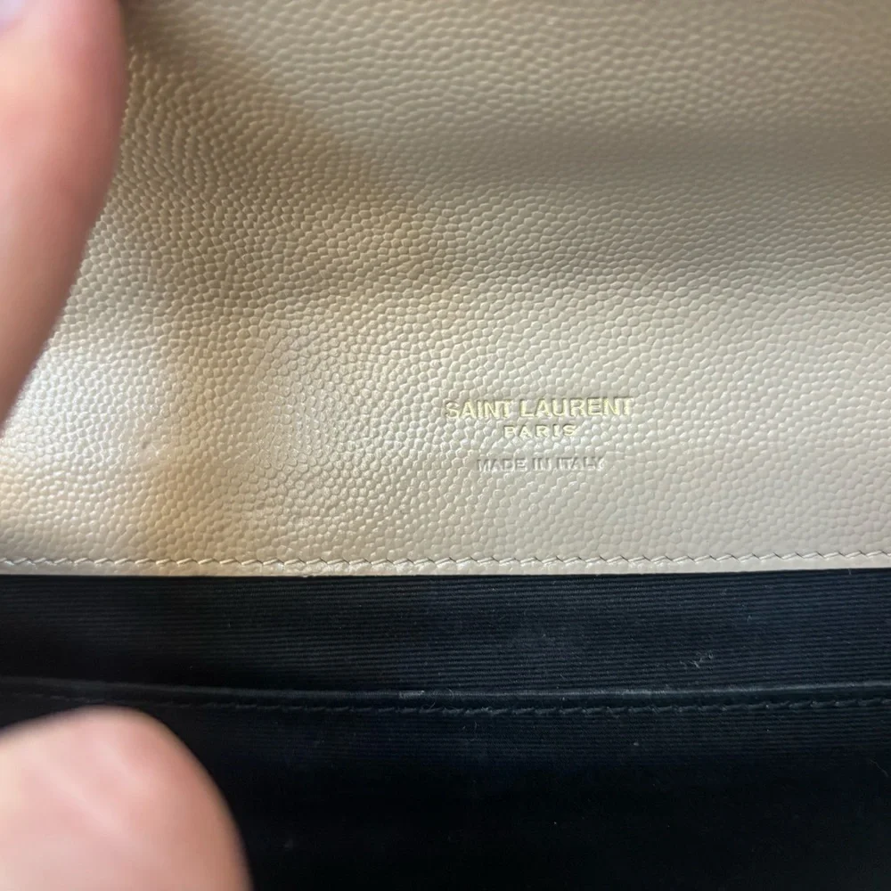 YSL Saint Laurent Dark Beige Grain de Poudre Leather Clutch Wristlet $850 - Picture 9 of 13